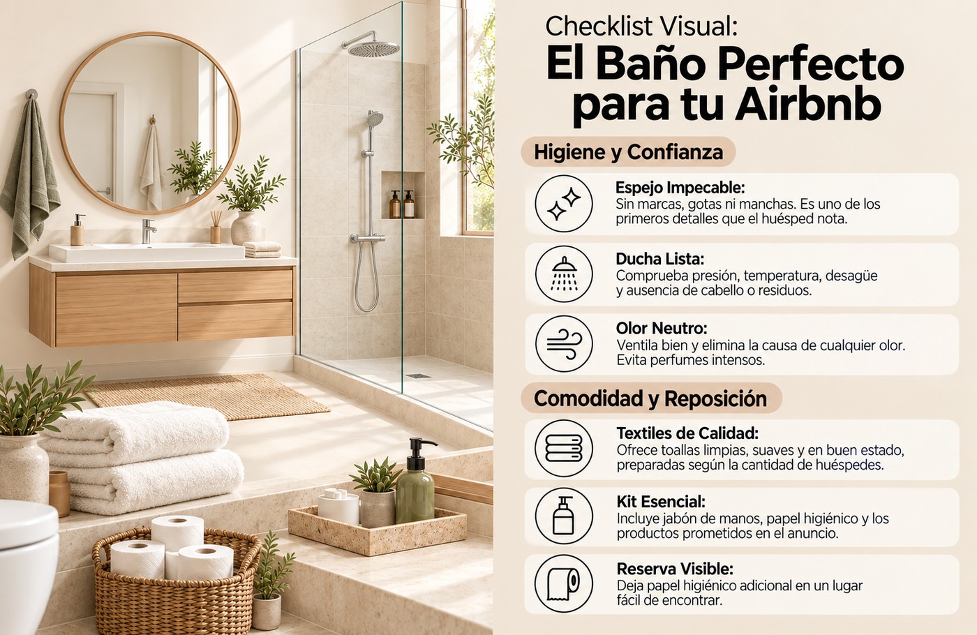 Estándar visual del baño perfecto para Airbnb